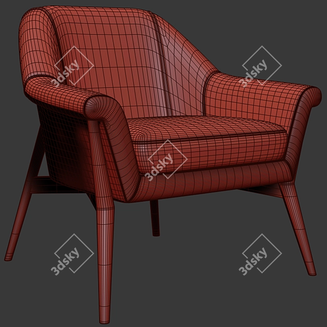 Luxurious Milla Velvet Armchair: Elegant Comfort at Its Finest 3D model image 3