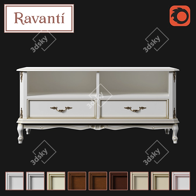 Ravanti TV Stand in Elegant White 3D model image 1