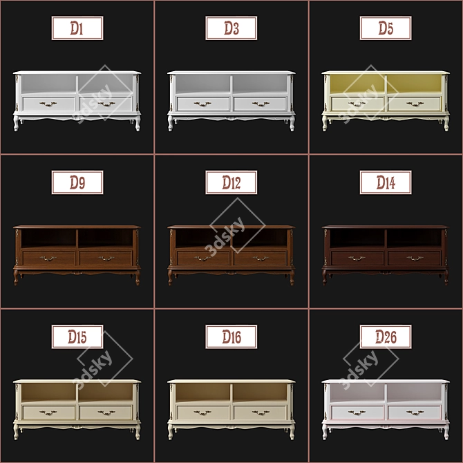 Ravanti TV Stand in Elegant White 3D model image 3