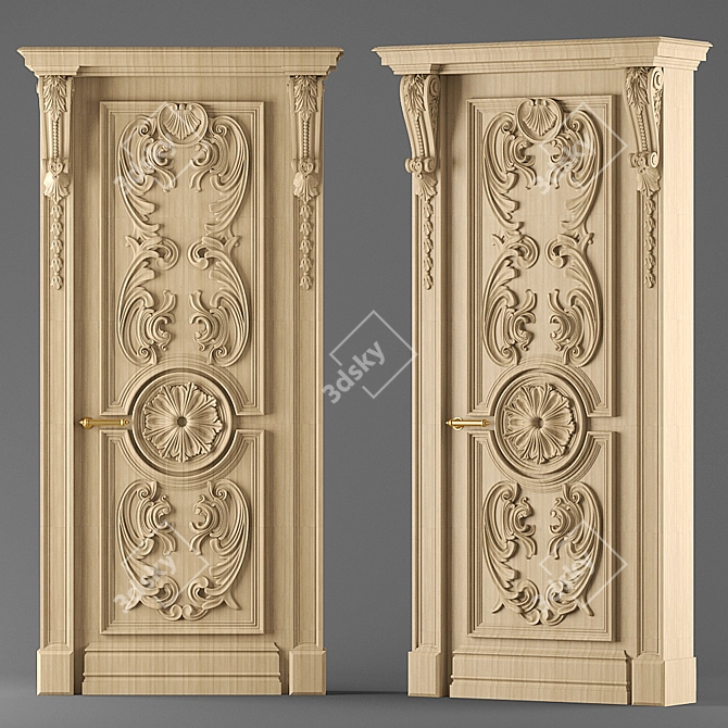 Elegance Enshrined: Classical Door 3D model image 1