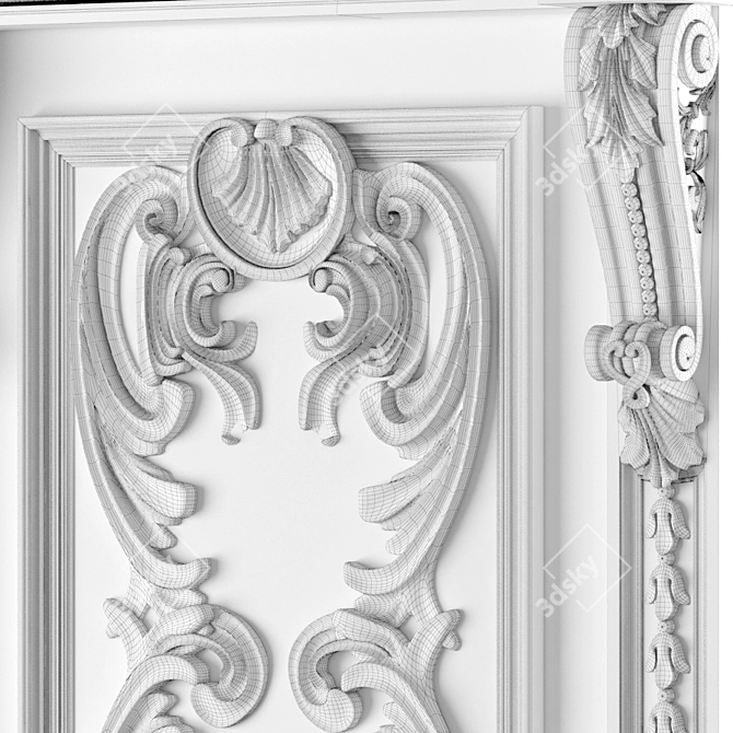 Elegance Enshrined: Classical Door 3D model image 2