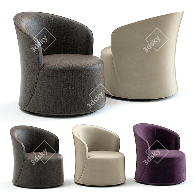 Elegant Oliver Armchair: 3D Model with 3 Colours 3D model image 1