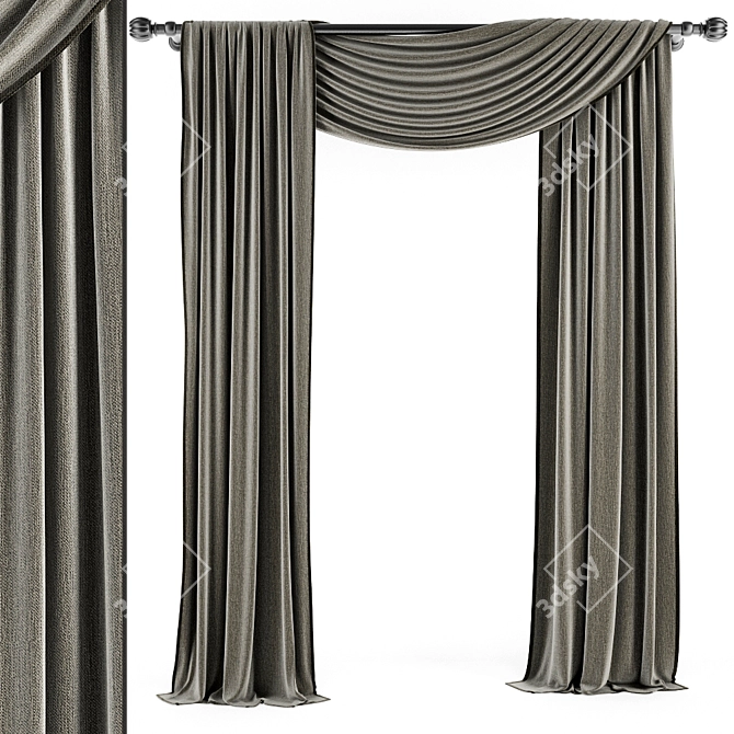 Exquisite Luxury Curtains: Detailed 3D Models 3D model image 1