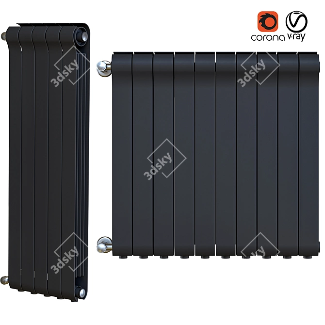 Sleek Black Radiator 3D model image 1