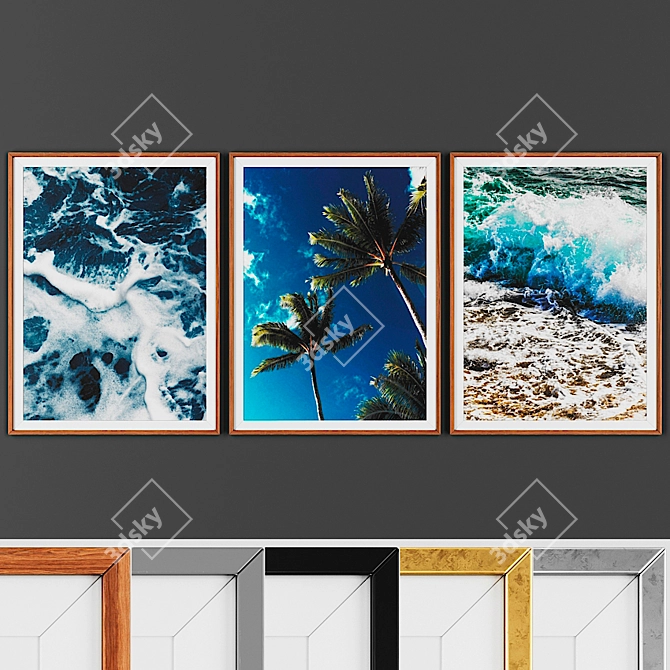 Customizable Set of 3 Picture Frames 3D model image 1