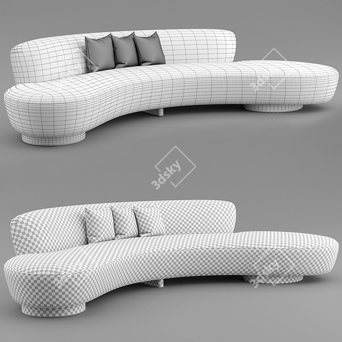 Elegant FreeForm Curved Sofa 3D model image 3