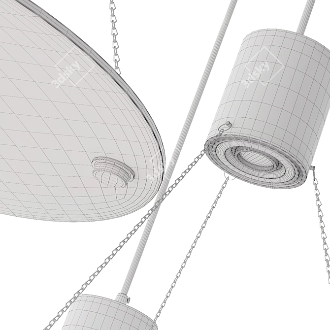 Modern Pendant Lamp with Disc Glass Shades 3D model image 3