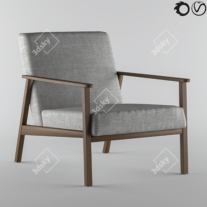 Comfortable Ekenaeset Armchair in Isunda Grey 3D model image 1