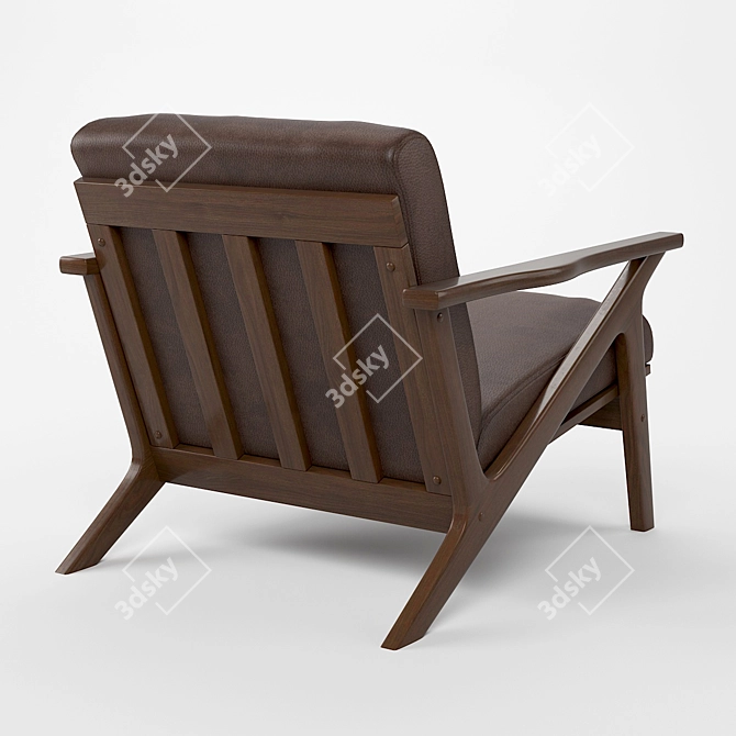 Elegant Mid-Century Lounge Chair 3D model image 2