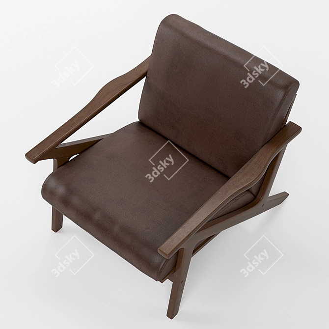 Elegant Mid-Century Lounge Chair 3D model image 3