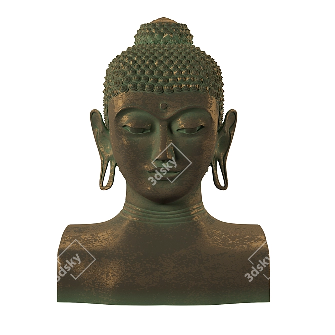 Serene Buddha Bust 3D model image 2