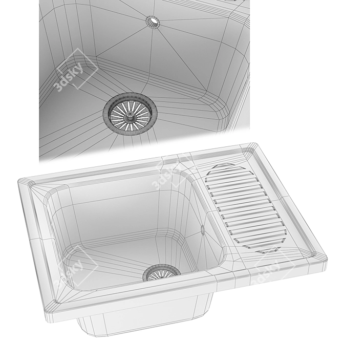 AquaGranitEx M-13 Black Kitchen Sink 3D model image 3