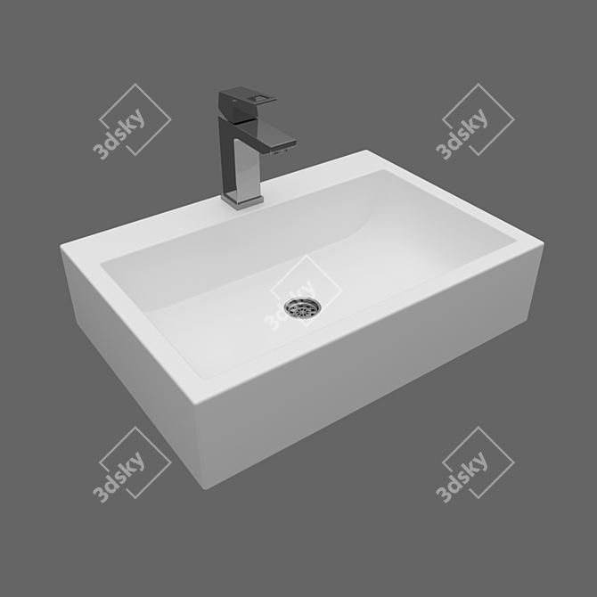 Modern Bathroom Washbasin with Grohe Mixer 3D model image 1