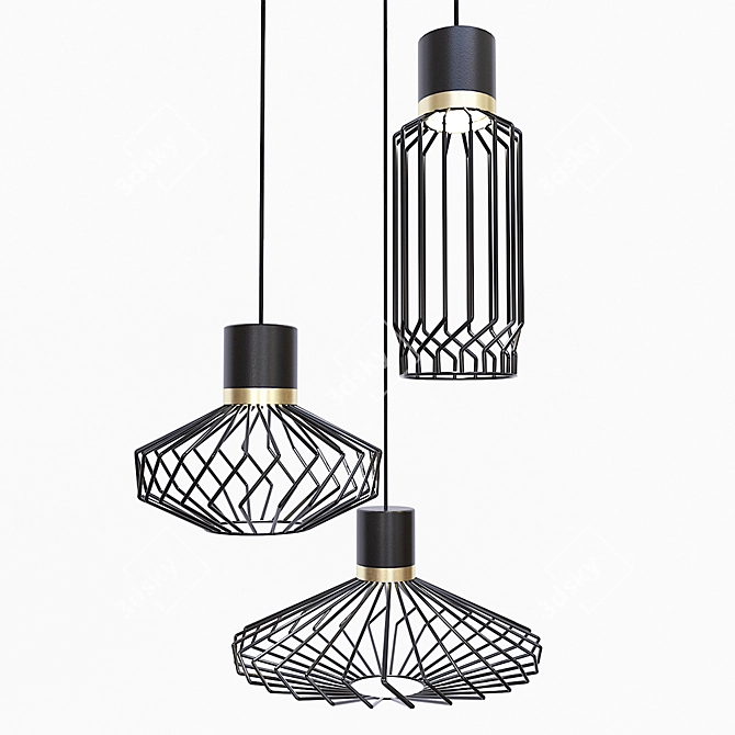 Modern Black Suspended Chandeliers Nowodvorski 3D model image 1