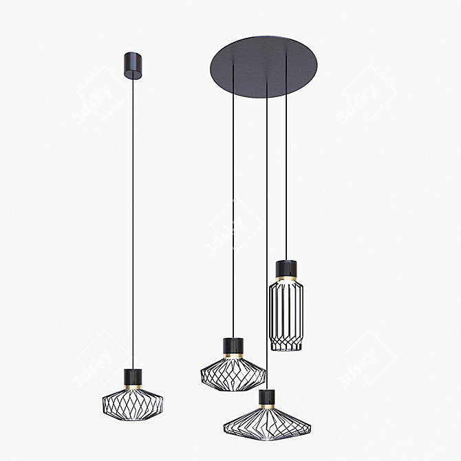 Modern Black Suspended Chandeliers Nowodvorski 3D model image 3