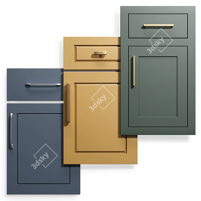  Custom Cabinet Doors Set 9: Shaker, Belmont, Transition 3D model image 1