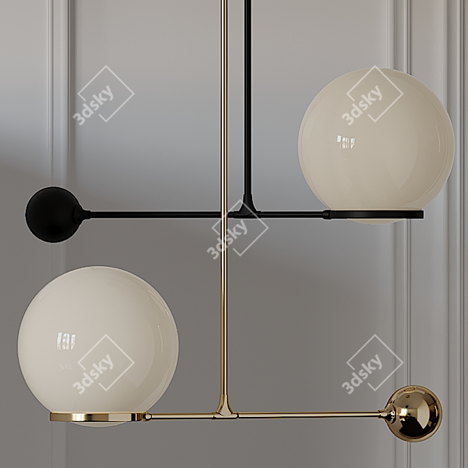 Gold & Matte Black 8" Contrapesso Globe Pendant with LED 3D model image 1