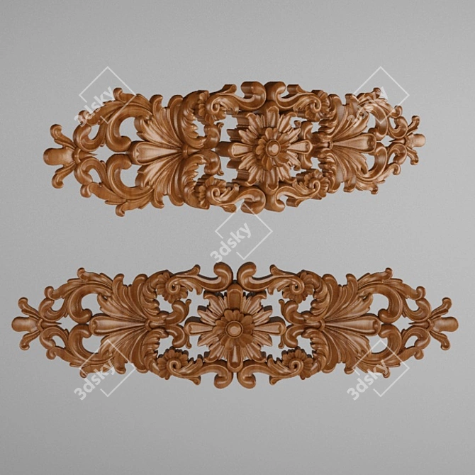 Elegant Baroque Wall Decor 3D model image 2