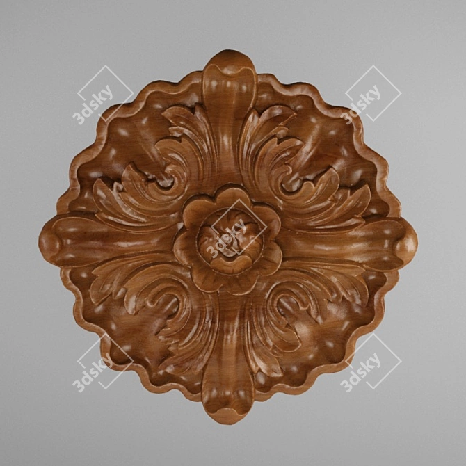 Elegant Gold Carved Baroque Decor 3D model image 1