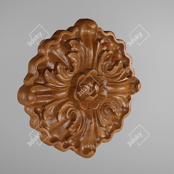Elegant Gold Carved Baroque Decor 3D model image 2