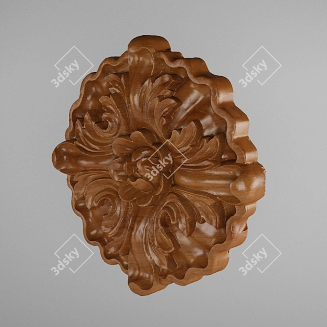 Elegant Gold Carved Baroque Decor 3D model image 3