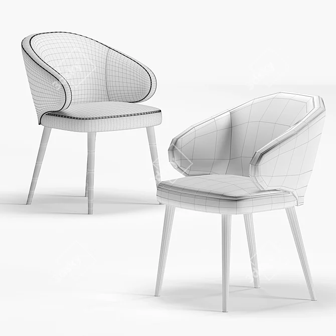 Modern Beige Deep House Chair 3D model image 3