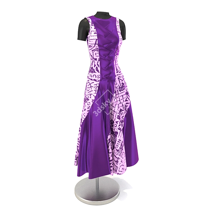 Elegant Sleeveless Origami Dress 3D model image 1