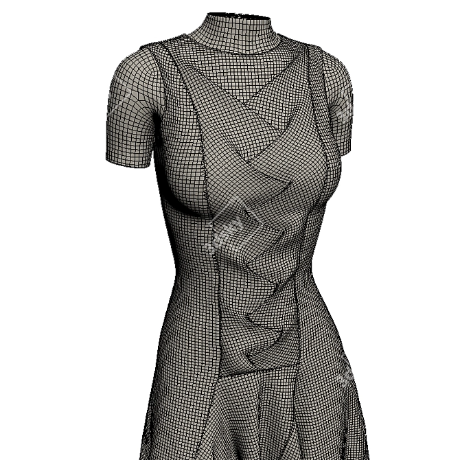 Elegant Sleeveless Origami Dress 3D model image 3