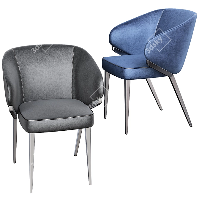 Elegant Nora Armchair in Bross 3D model image 1