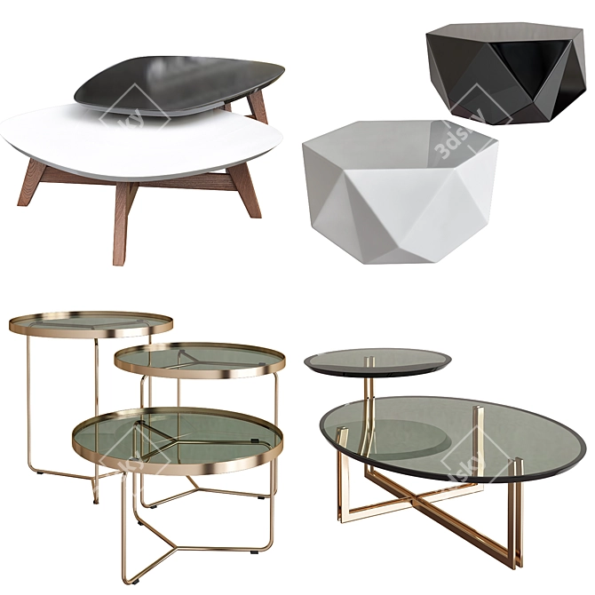 Elegant Coffee Table Collections 3D model image 1