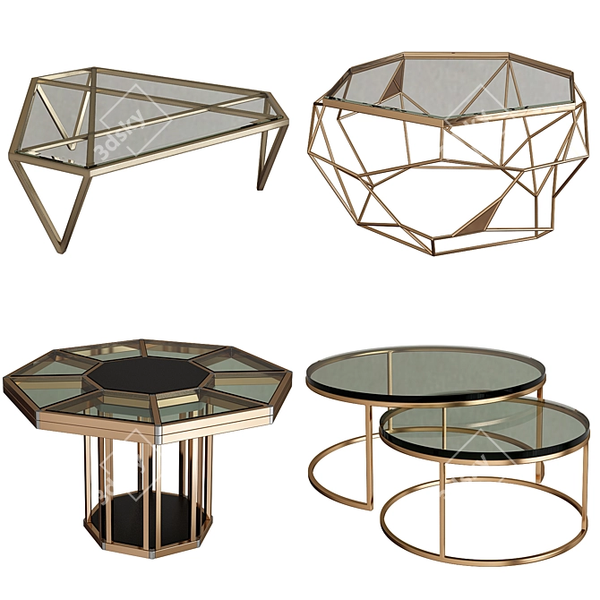 Round Nesting Coffee Table - Modern Dining Room Furniture 3D model image 1