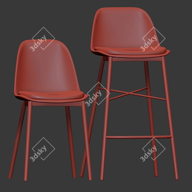 Contemporary Bar Stool & Dining Chair Set 3D model image 3