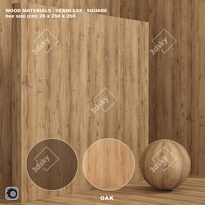 Seamless Oak Wood Box Set 3D model image 1