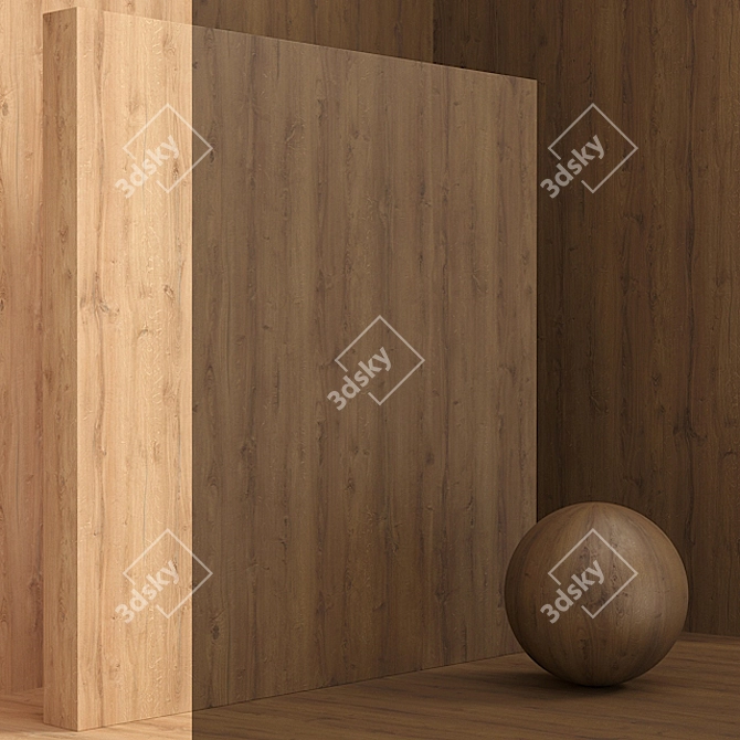 Seamless Oak Wood Box Set 3D model image 2