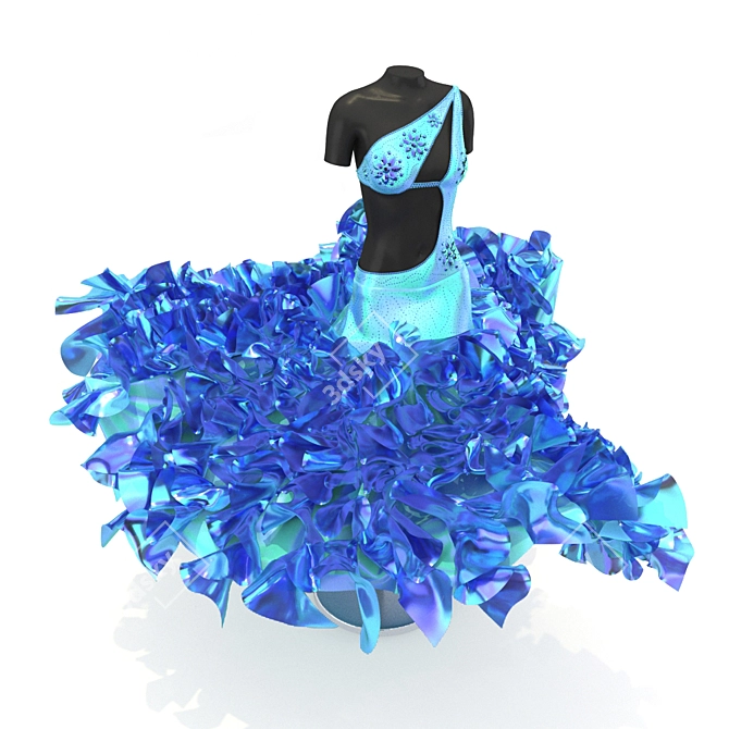 Sparkling Ruffled Dance Dress 3D model image 1