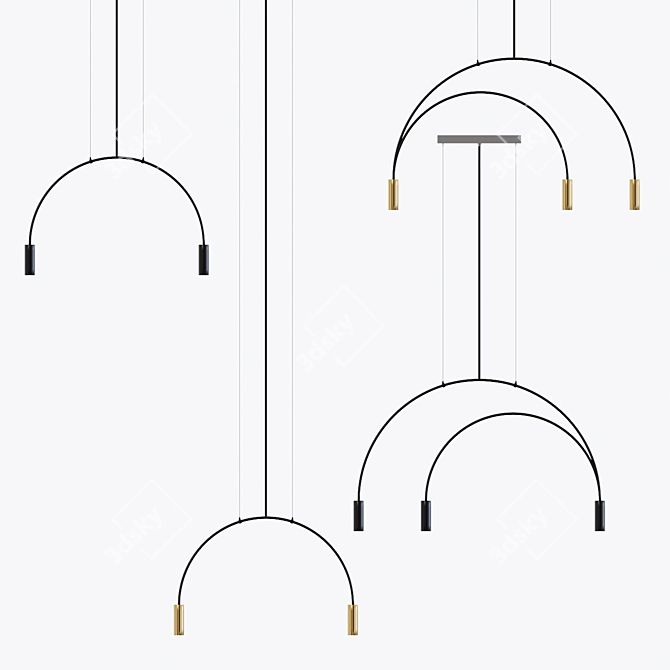 Modern Arc Hanging Lamp 3D model image 2