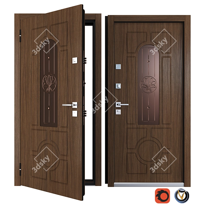 Lily Metal Entry Door: Your Perfect Frame 3D model image 1