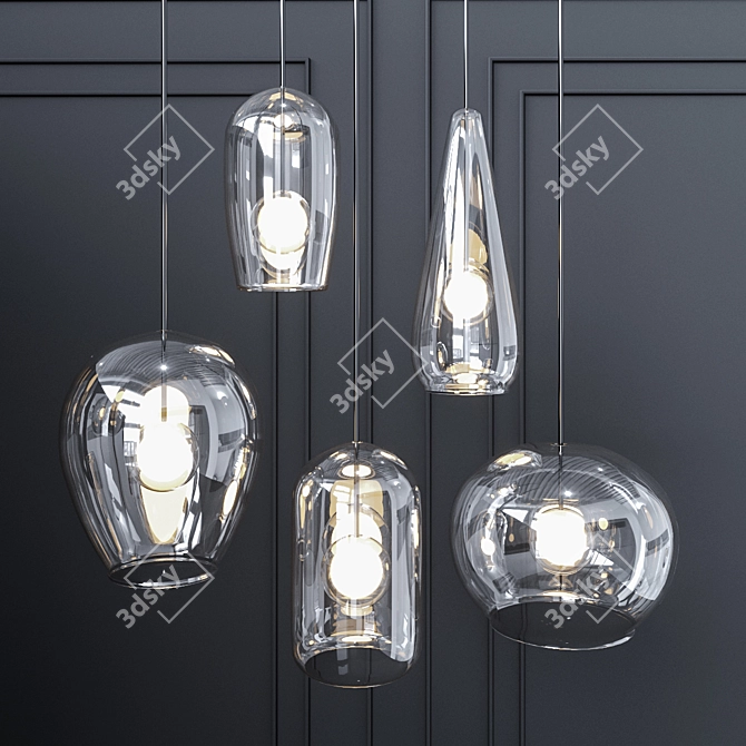 Elegant Melody: Glass & Metal Pendant Light 3D model image 1