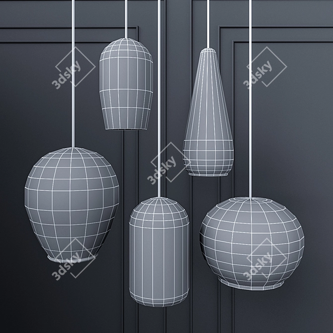 Elegant Melody: Glass & Metal Pendant Light 3D model image 2