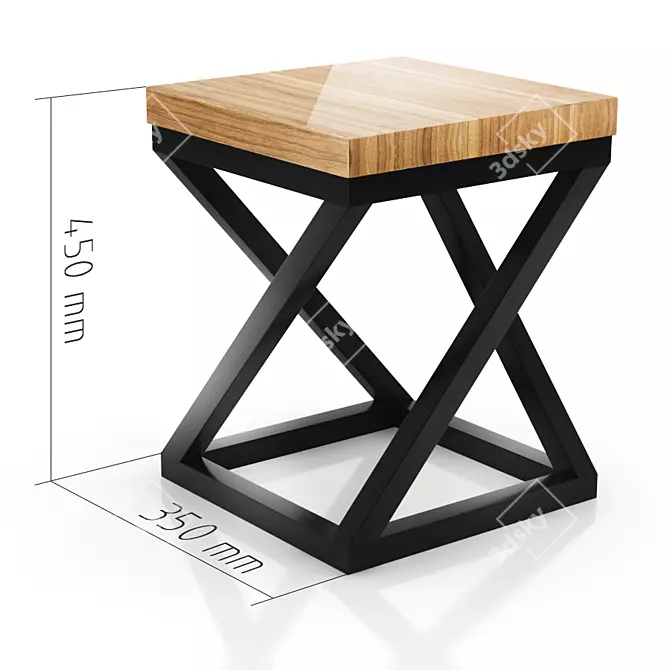Industrial Style Dining Set 3D model image 3