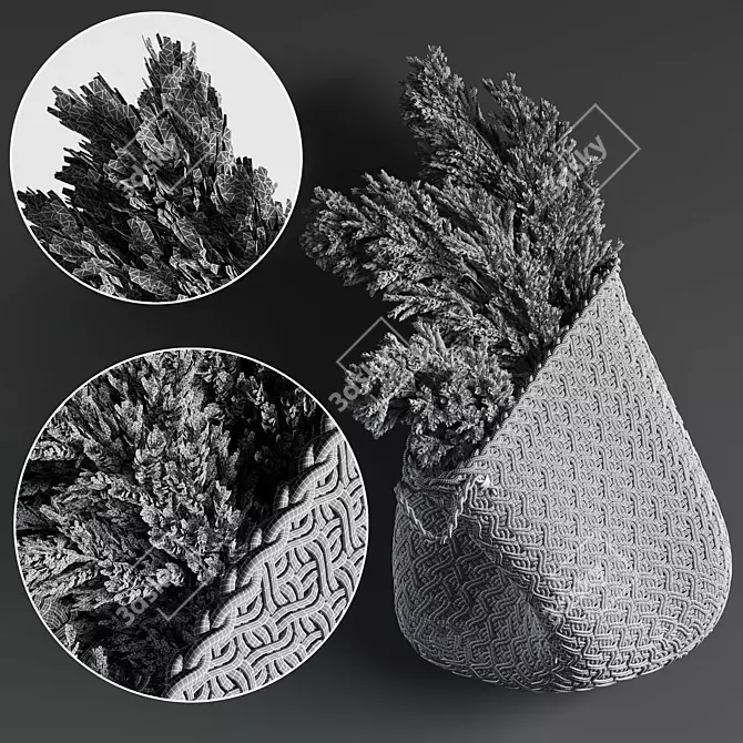 Elegant Pampas Flower Handbasket 3D model image 2