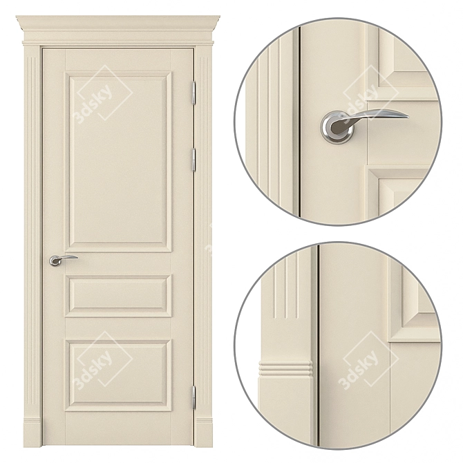 Elegant Wood Door 3D model image 1