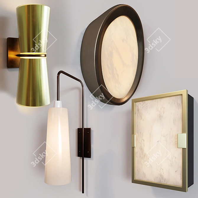 Elegant Sconce Set: Vista, Opus, Palisades, Heliodor 3D model image 1