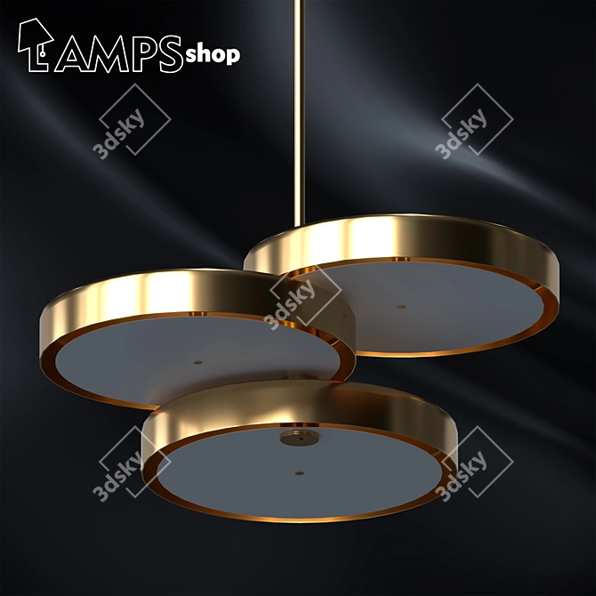 Gilded Circle Pendant Chandelier 3D model image 1