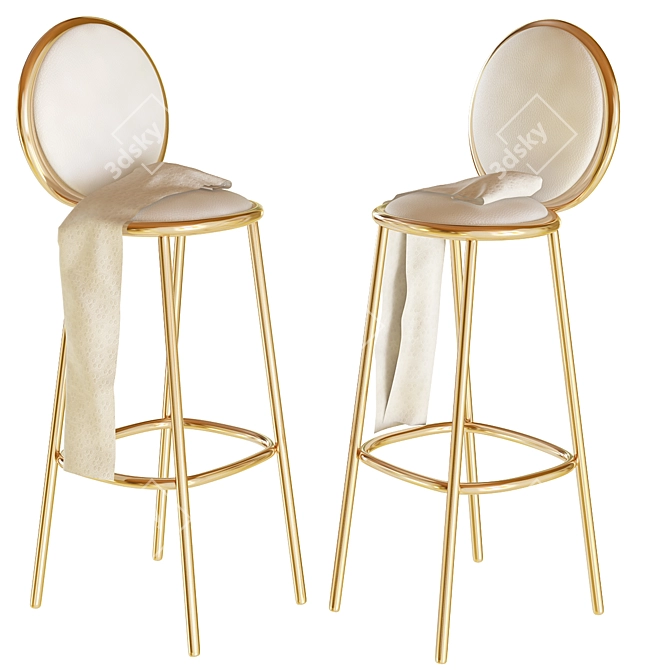 Elegant Gold Stool 3D model image 1