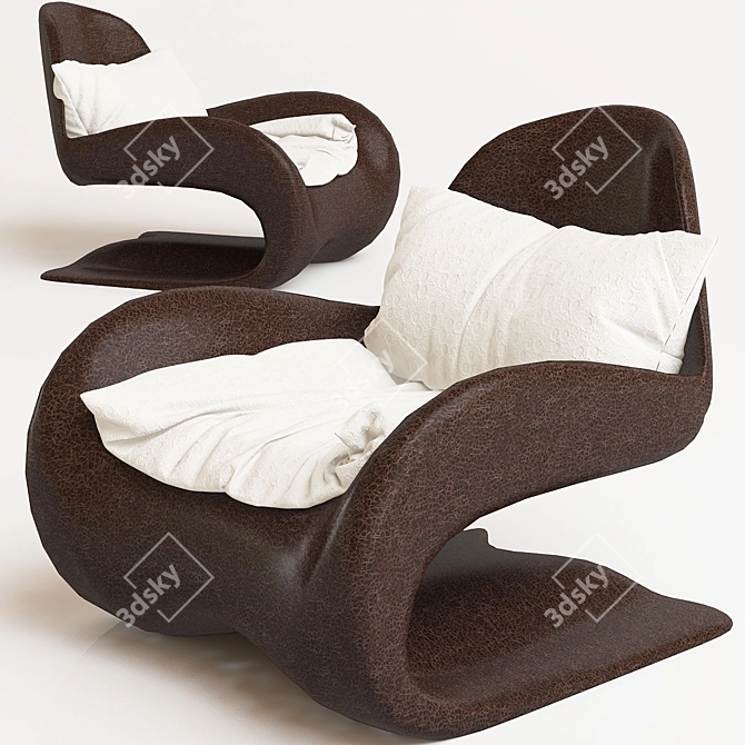 Cozy Cushioned Armchair 3D model image 3