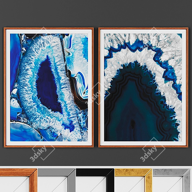 Versatile Picture Frame Set with 2 Artworks - 5 Frame Options 3D model image 1