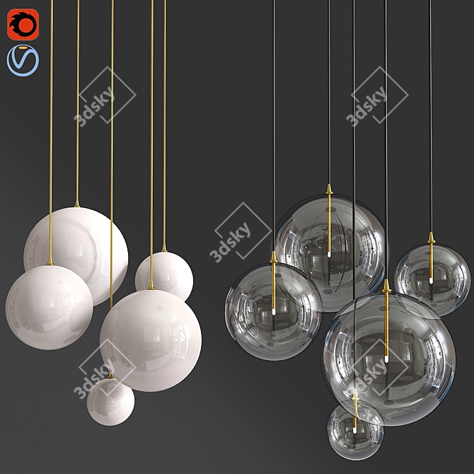 Enchanting Cluster Pendant: A Magical Illumination 3D model image 1