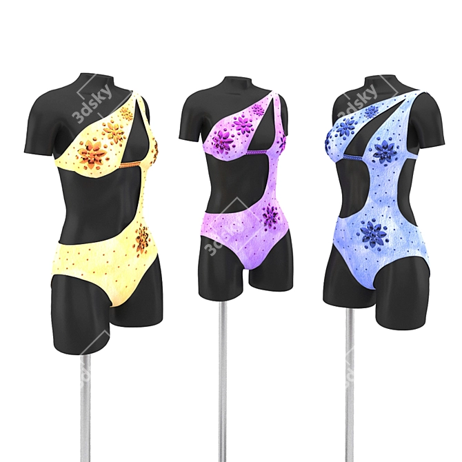 Sparkling Swimsuit: 3 Variants 3D model image 1