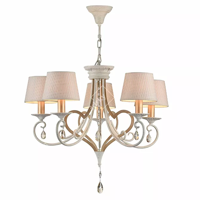 Elegant Enna Chandelier: White with Gold 3D model image 1